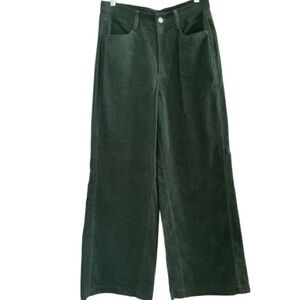 Buckle Double Zero Dark Green High Rise Wide-Leg Corduroy Pants Modern Retro